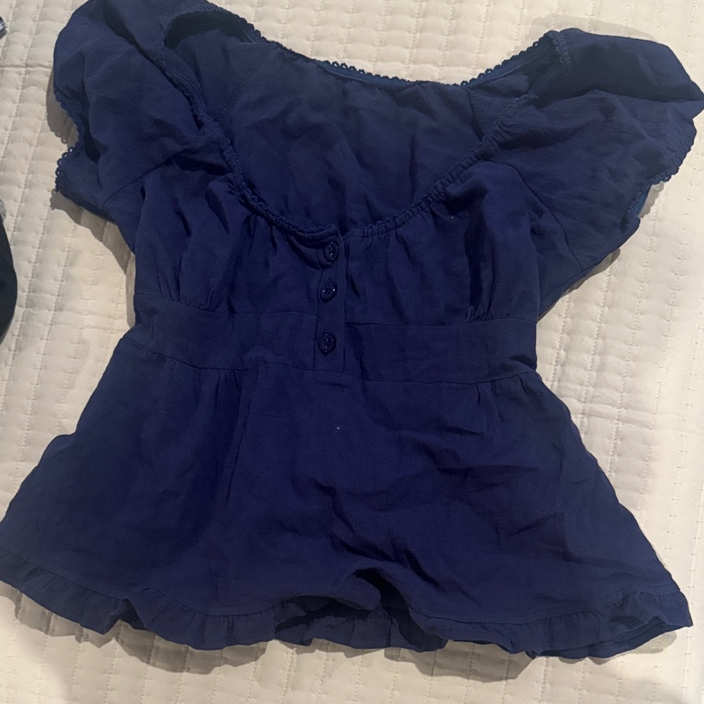 Navy Blue Baby Doll Top